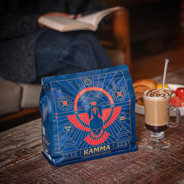 Kamma Light Roast Himalayan Coffee in a breakfast setting